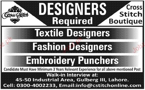 fashion designer jobs karachi